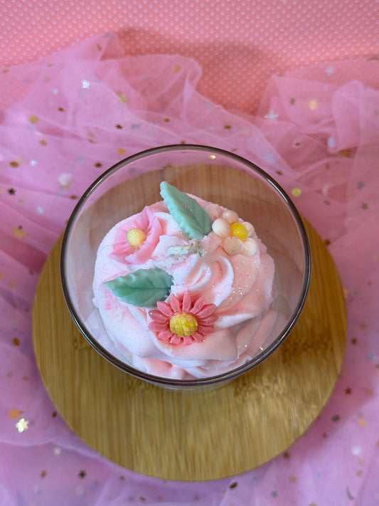 Flower Love - Sojawachskerze Rosa Blumen Duft - Dessertkerze